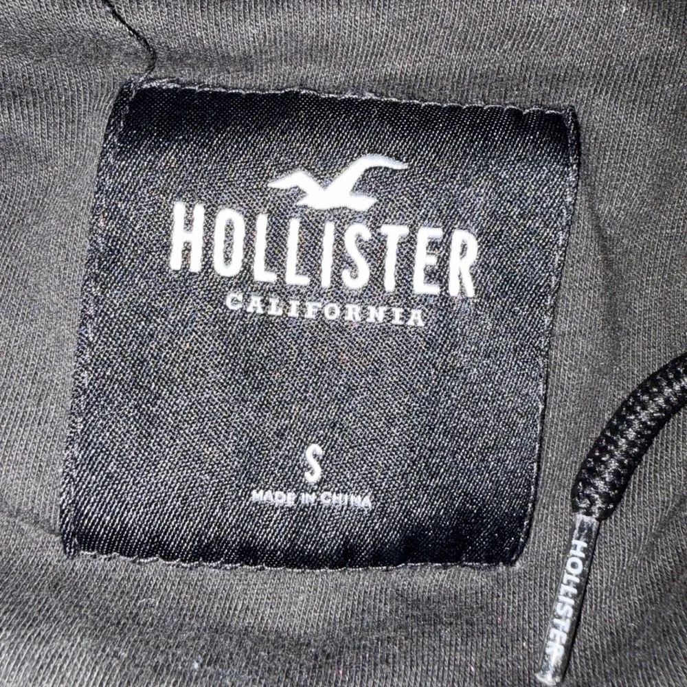 Hollister Bomber Jacket Mens Small Black Hooded Full Zip Utility‎ Pocket